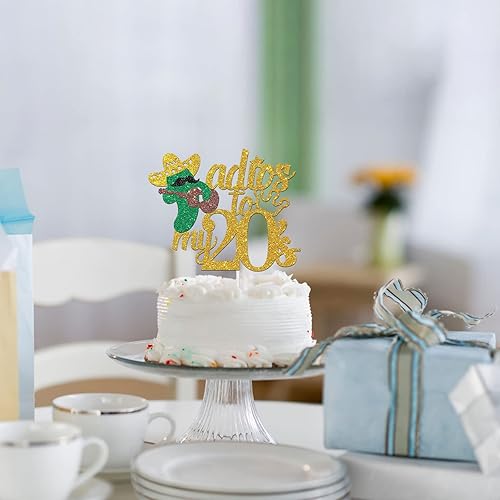 Miniatura 6 de Dalaber Decoración para pastel de Adios to My 20's  Adiós español a mis 20  Fiesta temática mexicana  Decoración de fiesta de 30 cumpleaños  Dorado