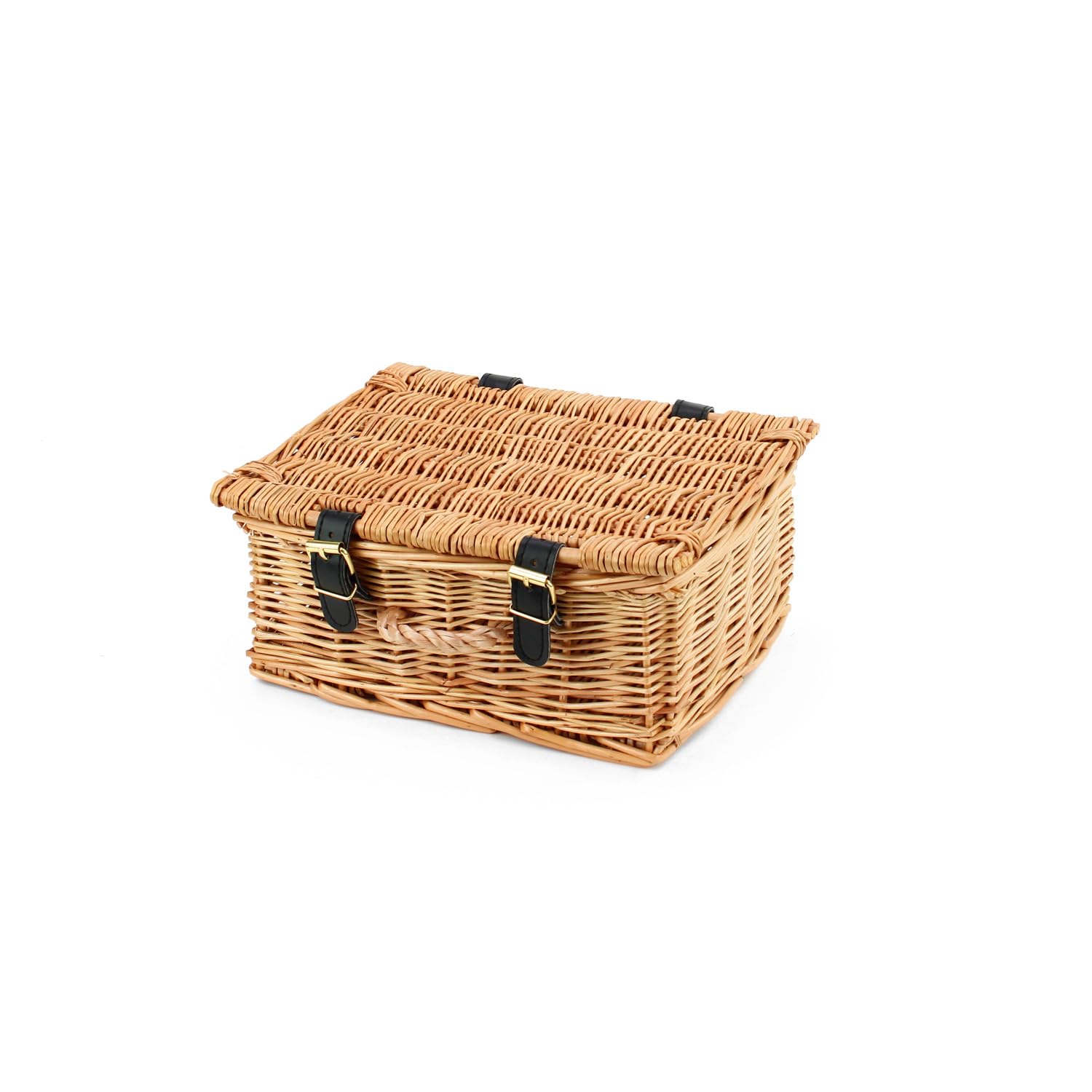 Gadsby Handmade Wicker Hamper with Faux Leather Straps (10", Natural Brown)