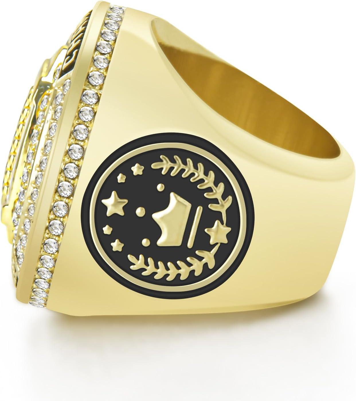 1-12 Pack MVP Football Baseball Basketball Soccer Champion Ring Championship Rings Most Valuable Player Football Baseball Basketball Soccer Gold Award Trophy Medals Ring with Display Case and Holder