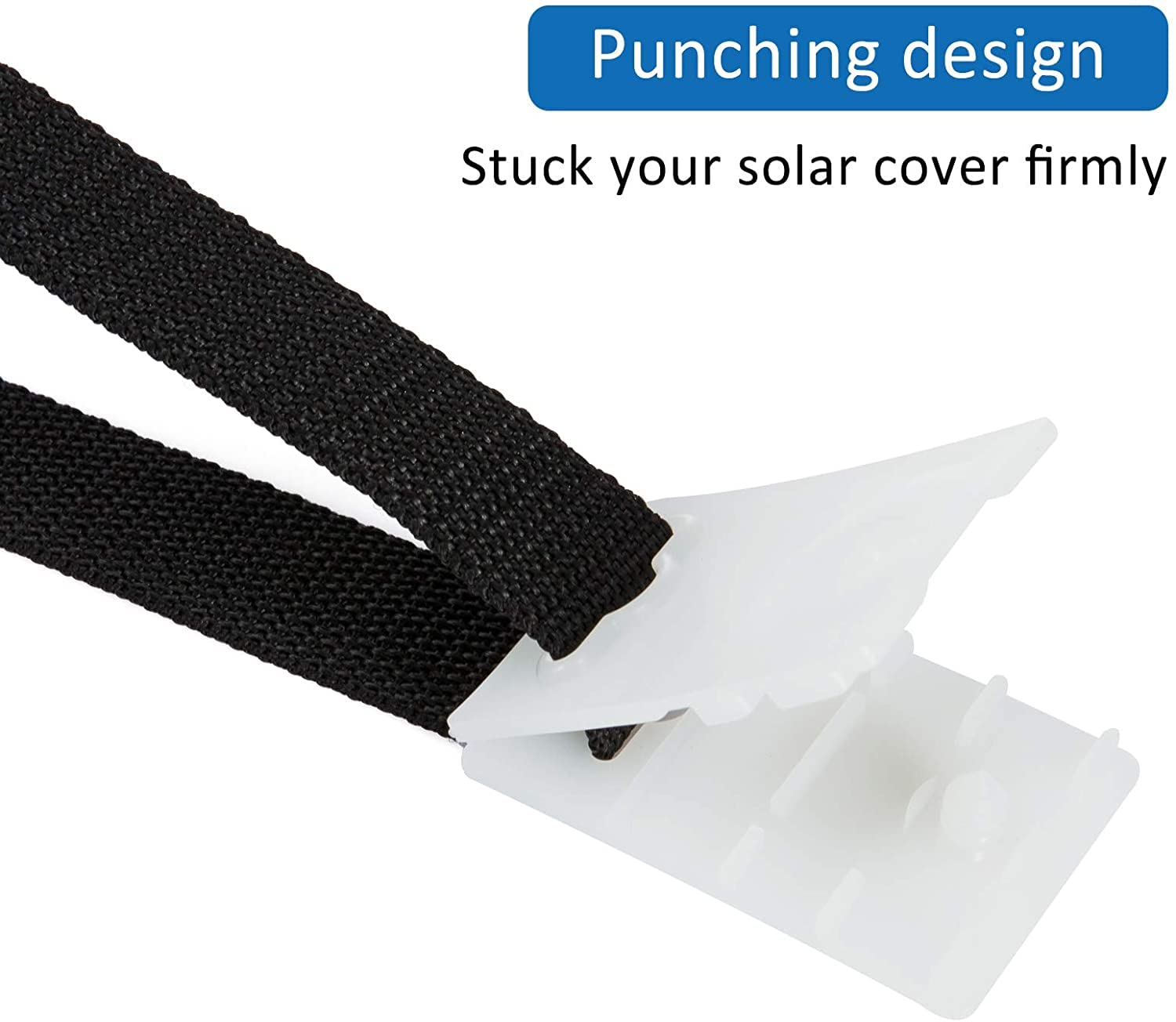 Kit de Fijación Poweka para Carrete de Cubierta Solar de Piscina - Incluye 10 Correas Universales, 10 Placas y 10 Hebillas