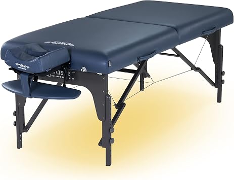 Master Massage 71cm Montclair 7.6cm Luxury Foam System Reiki Panel Wooden Portable Massage Couch Foldable Massage Table Spa Beauty Couch Physiotherapy Bed W/Ambient Light System, Royal Blue