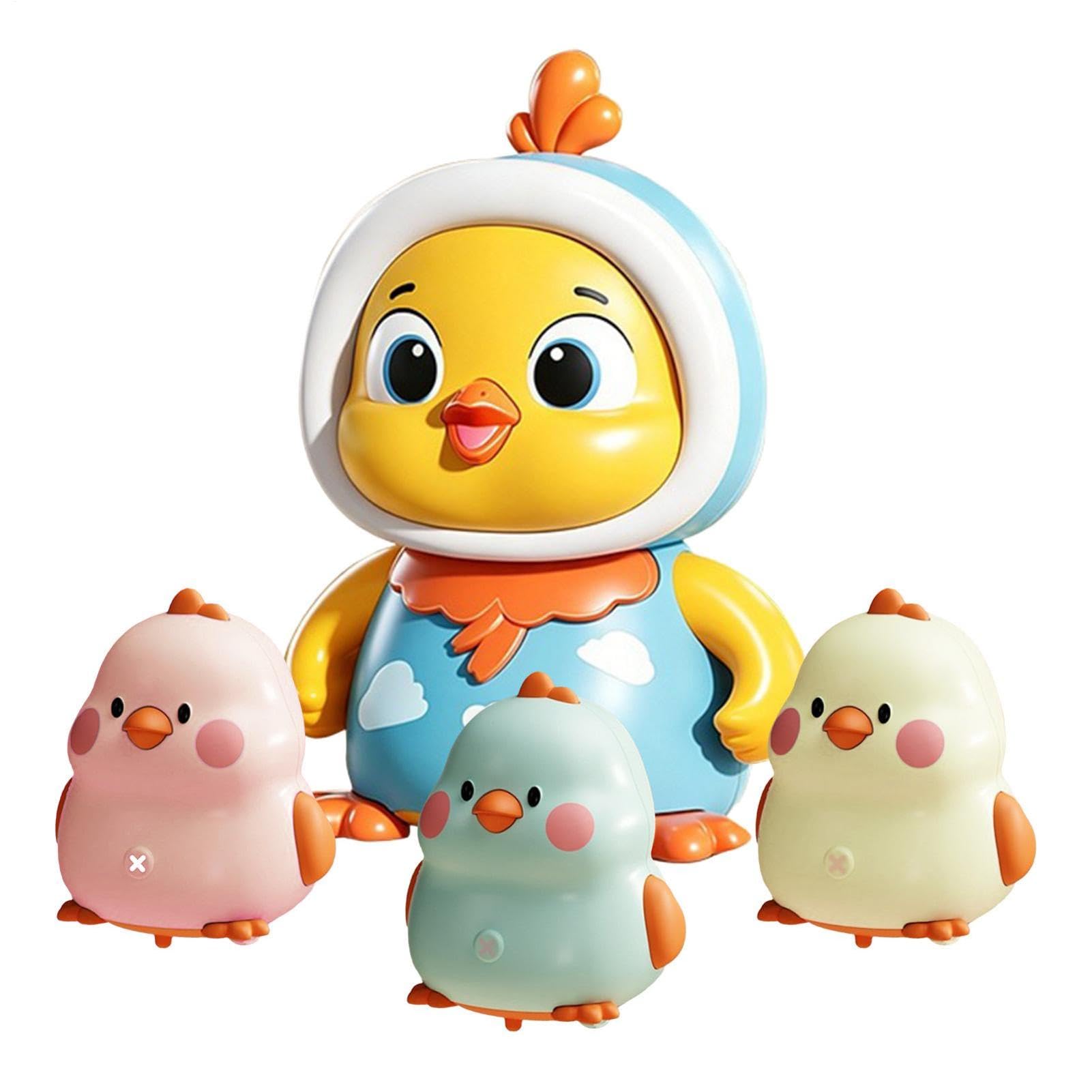 Música infantil| Pollo Manivelante Magnético Iluminado - Interactivo Músico Movimiento - Para Bebés De 0 A 6 Meses Guardería Educación Preescolar Sala de Juegos En Casa Y