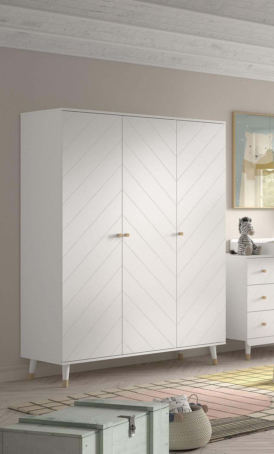 Vipack Wardrobe Combi_Solid_Pine_MDF, Weiß, 150 x 200,3 cm