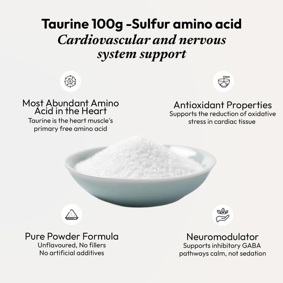 AIWO Taurine Powder 100 g | 100% Pure Amino Acid Supplement | Supports Metabolic & Nervous System Wellness | Vegetarian & Gluten-Free 2
