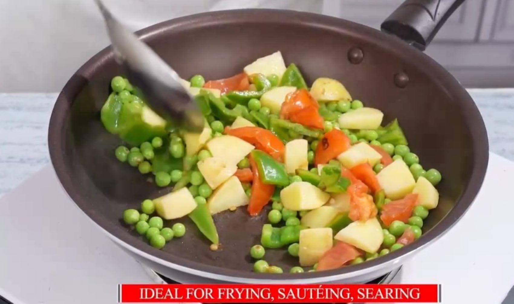 Lalit Kishori Nonstick Frying Pan Skillet with Glass Lid | Egg Pan Omelet Pans | Large Deep Induction | Cooking Pot with Helper Handle (Multi, 26 cm)