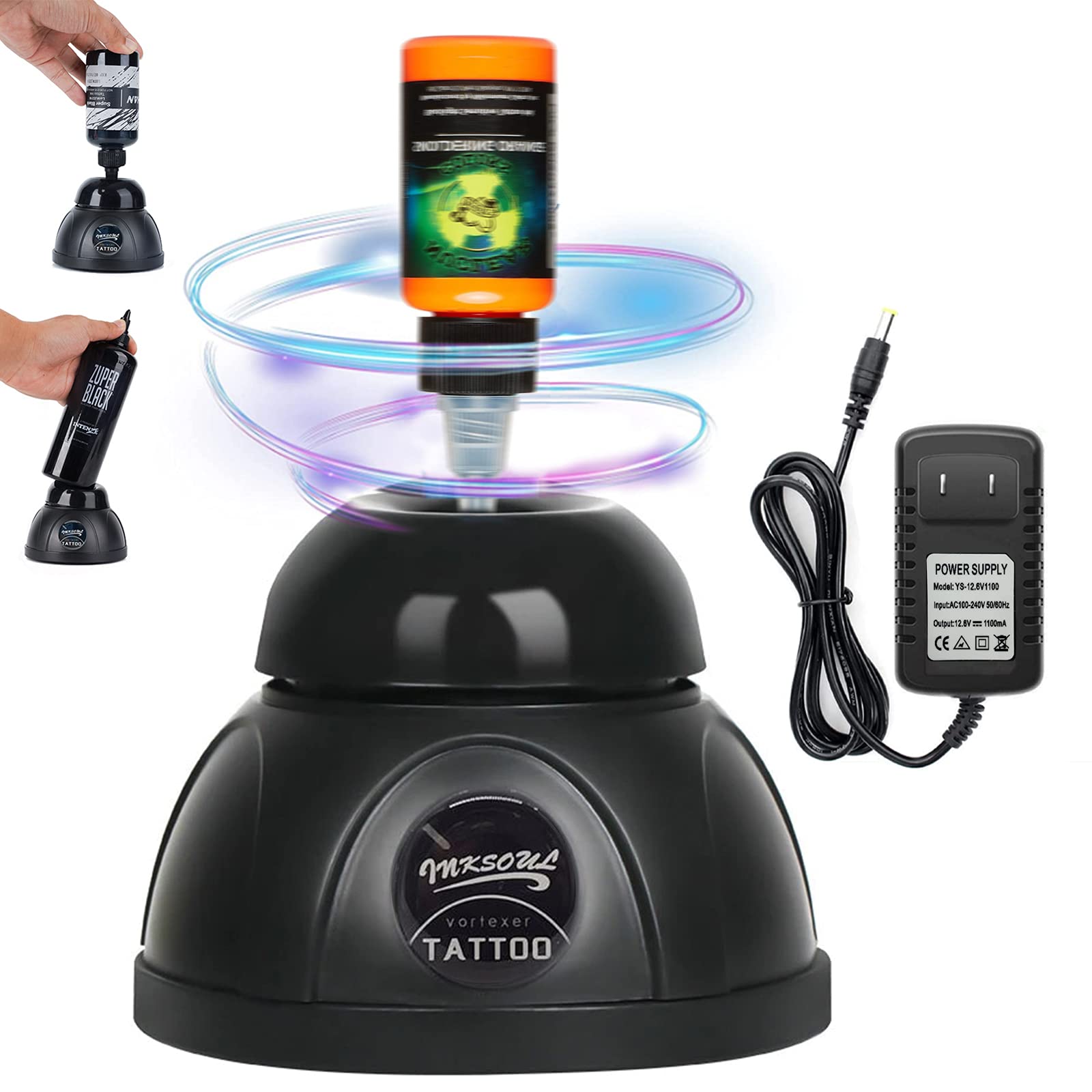 HUHKOUAE Tattoo Machine Vortex Stirrer,Liquid Vortex Shaker Mixer,5200rpm Mini Fast Mixing Paint,for Tattoo Pigment Ink Nail Polish Eyelash Glue Paints Makeup Pigment (ordinary style black)