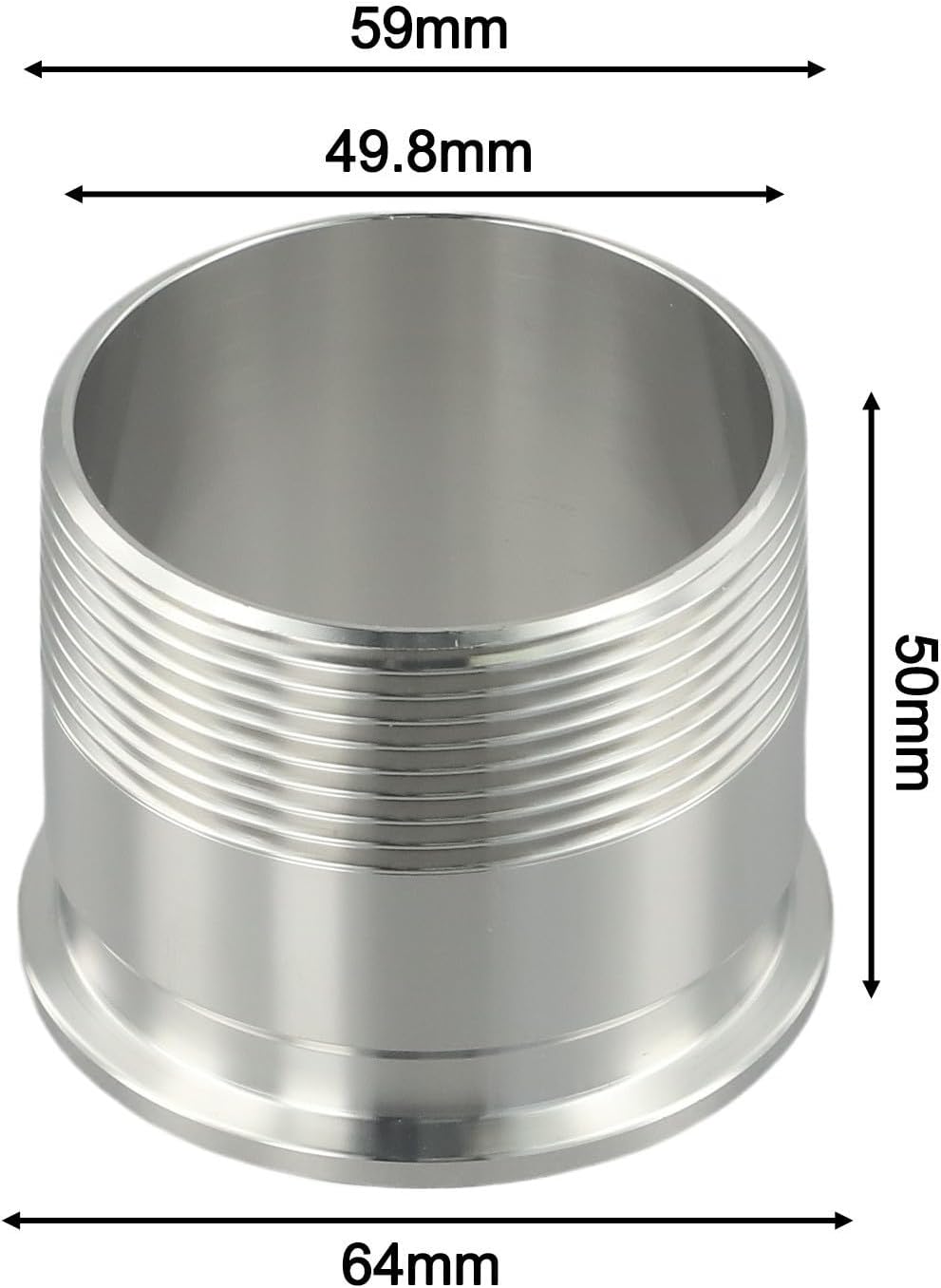 For Tri Clamp to MNPT Adapter, 2 Inch x 2 Inch Stainless Steel SS304 Male Thread Connector, Sanitary Pipe Fitting for NPT/NPS Standards for Home Brewing