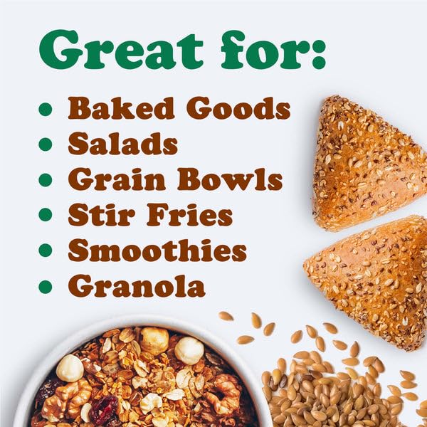 Miniatura 7 de Food to Live Semillas de lino dorado enteras tostadas orgánicas en seco, 12 onzas, tostadas al horno, sin OMG, ideales para batidos, ensaladas,