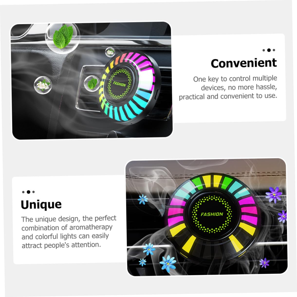 ULTECHNOVO 4 Pz deodoranti per auto luci LED per auto clip di sfiato del profumo diffusore per accessori per prese d'aria per Diffusore di fragranze per controllo vocale Pala