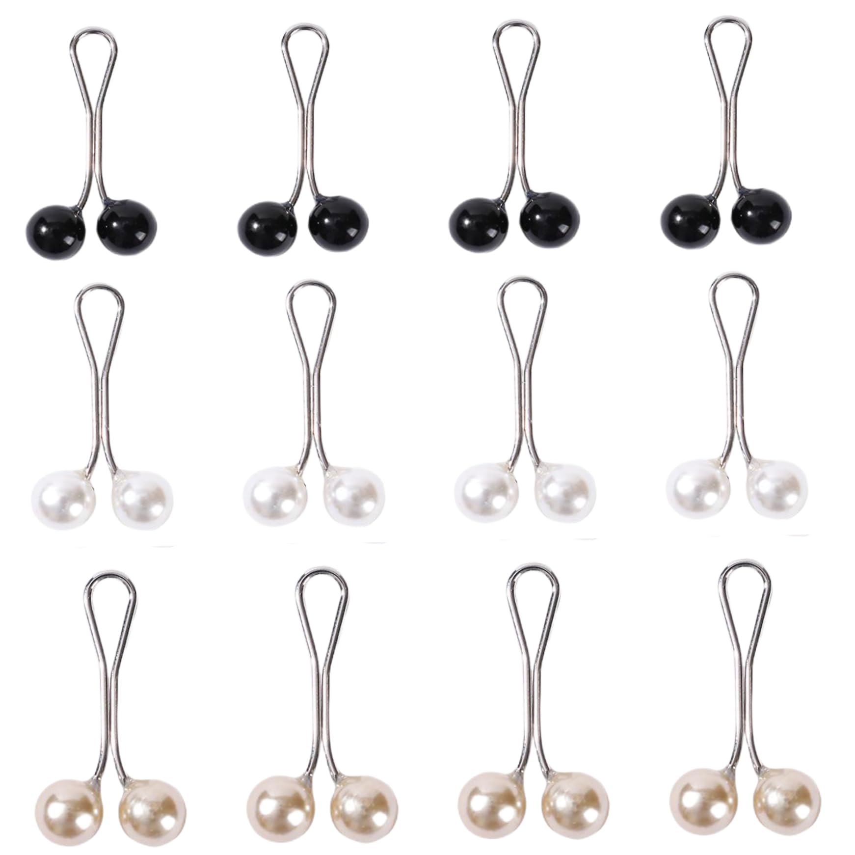 Faroby Women's As Shown 12Pcs Hijab Pins For U-Shape Zinc Alloy With Pearls Scarf Shawl Clips