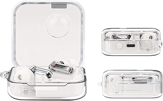 イヤホンケース保護カバー、紛失防止ストラップ付きハングケースカバー、ソフトシリコン半透明ケースシェル何もない耳（1）アクセサリー充電ボックス