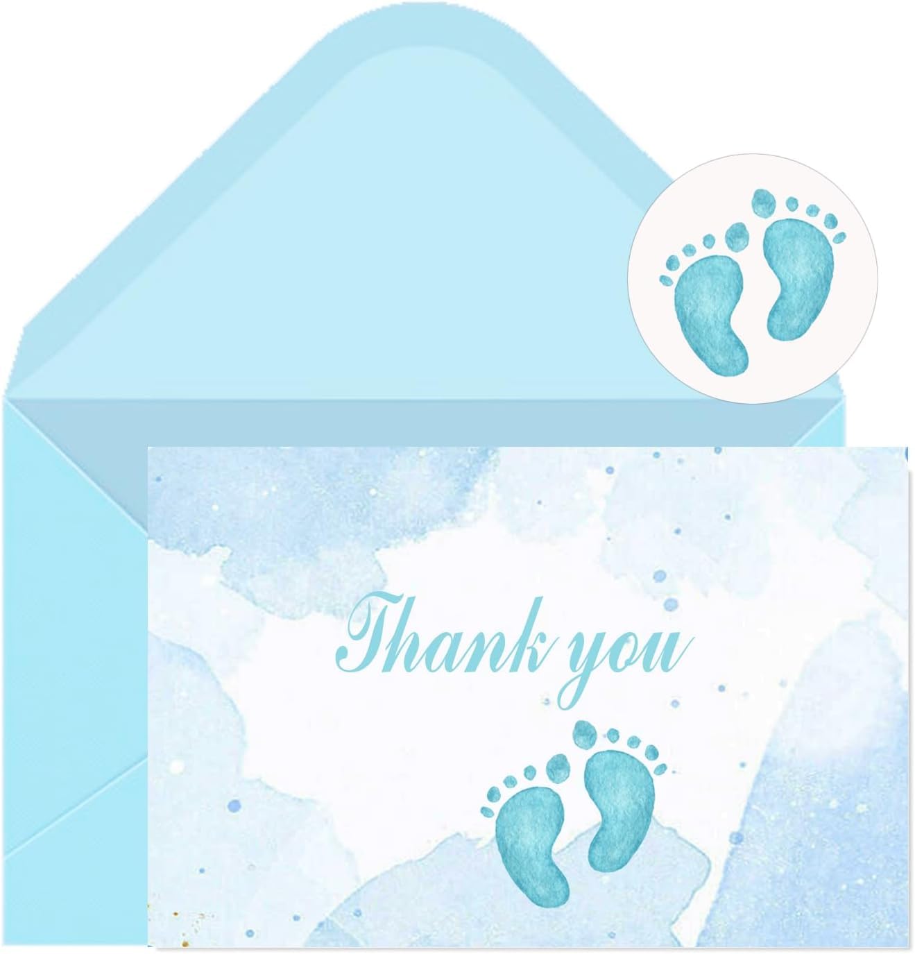 Baby Shower Thank You Cards with Envelopes 4x6 Inch Baby Boy Shower Birthday Supplies Gratitude Cards for Guests,30 Pcs