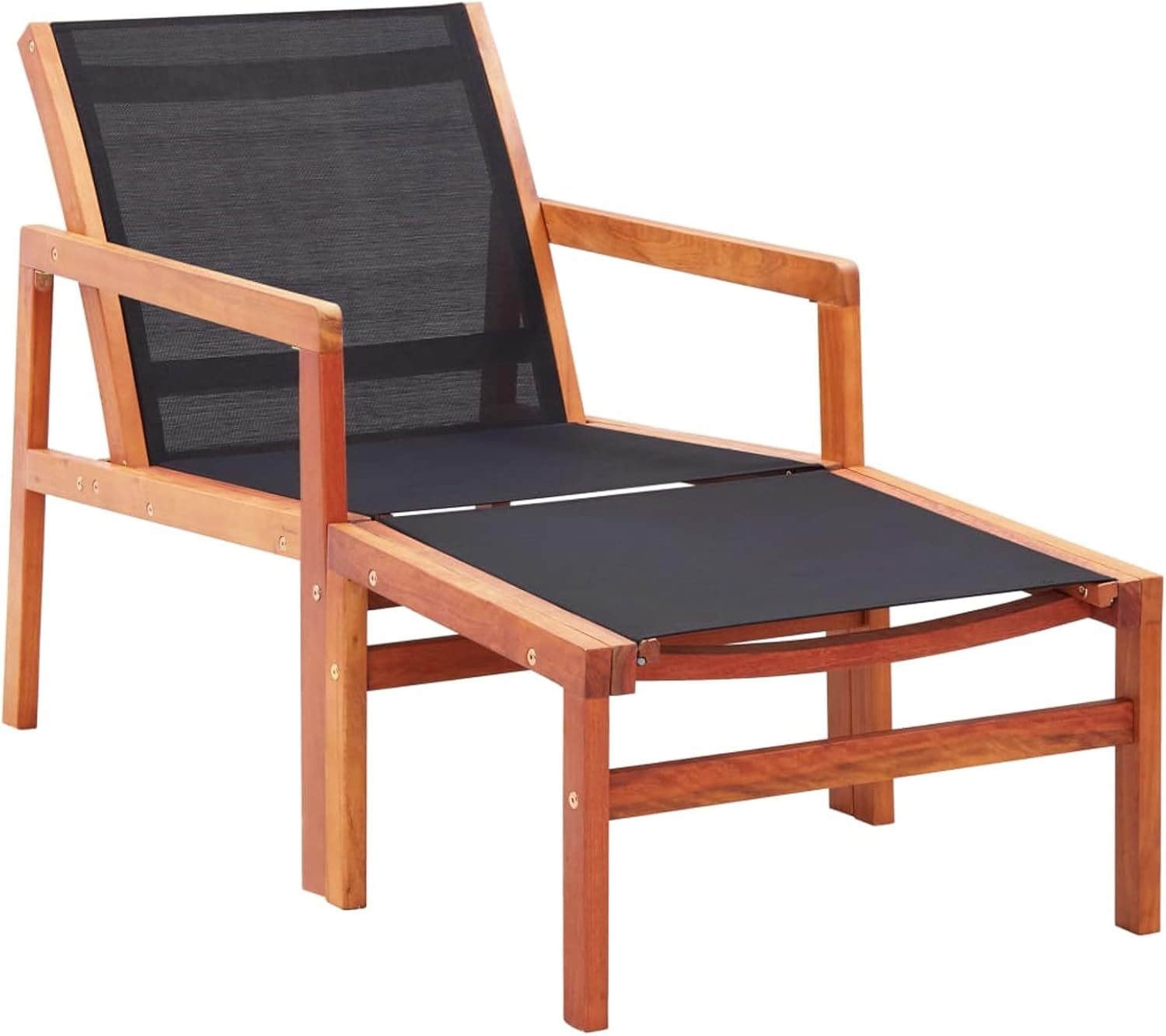 Gecheer Patio Chair with Footrest Solid Eucalyptus Wood and