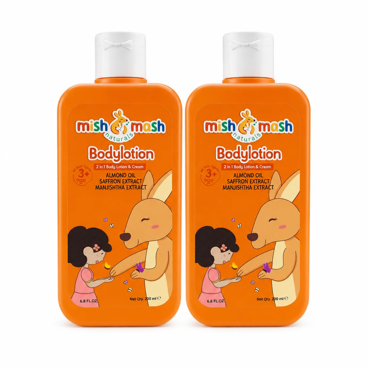 Kids 2 in 1 Body Lotion and Cream for soft, hydrated skin | All skin type | Made with Almond Oil, Saffron and Manjistha | For kids 3+ years | SLS & Paraben free | 200ml (2)-image-13