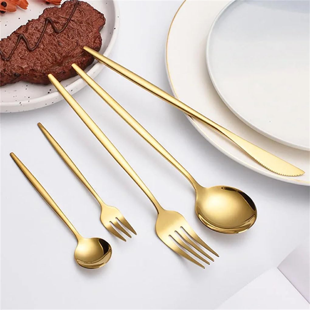 Juego De Cubiertos De Acero Inoxidable, 5 Uds./30 Uds., Tenedores Para Carne, Cucharas De Postre, Tenedores De Fruta, Adecuados Para Invitados De Restaurante Y Banquetes