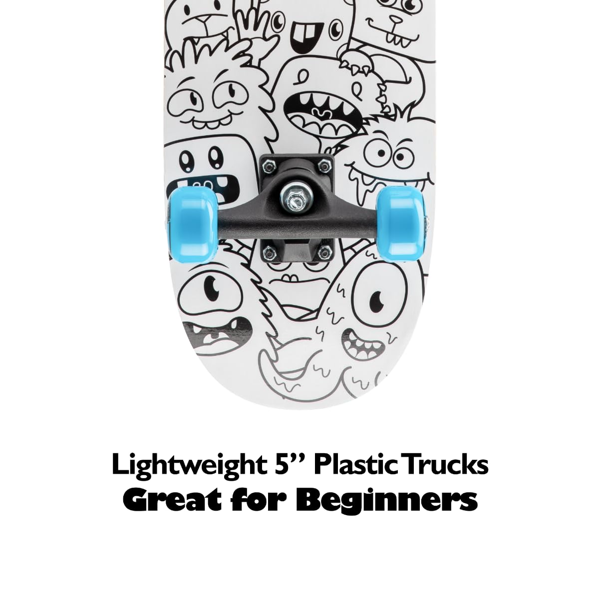 Xootz Kids Sketch Ya Deck Skateboard à colorier pour débutants, Planche à Double Coup de Pied, Planche en érable de 71,1 cm, à partir de 3 Ans, Blanc, Taille Unique