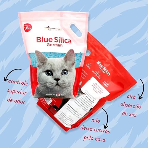 Germanhart Areia Higiênica para Gatos com Cristais de Sílica e Cristais Azuis Antiodor, Neutralizant