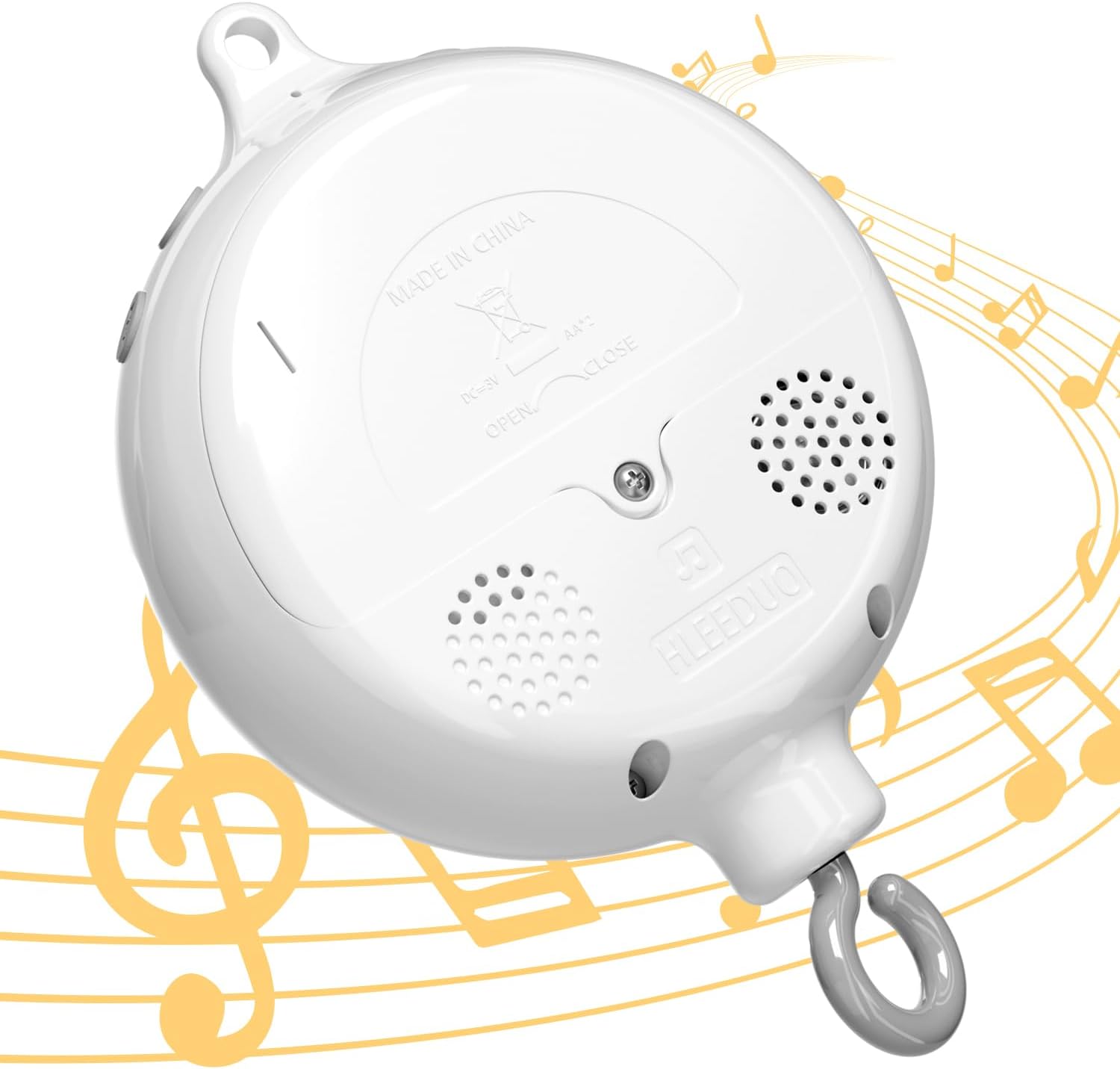 FEISIKE Crib Mobile Motor, Baby Music Box Spinner with 3 Modesï¼Ë†Turn & Music,Turn Only, Music Only) Volume Control,12 Lullabies,Portable Sound Machine,Auto-Off 30 Minutes, Battery Operated