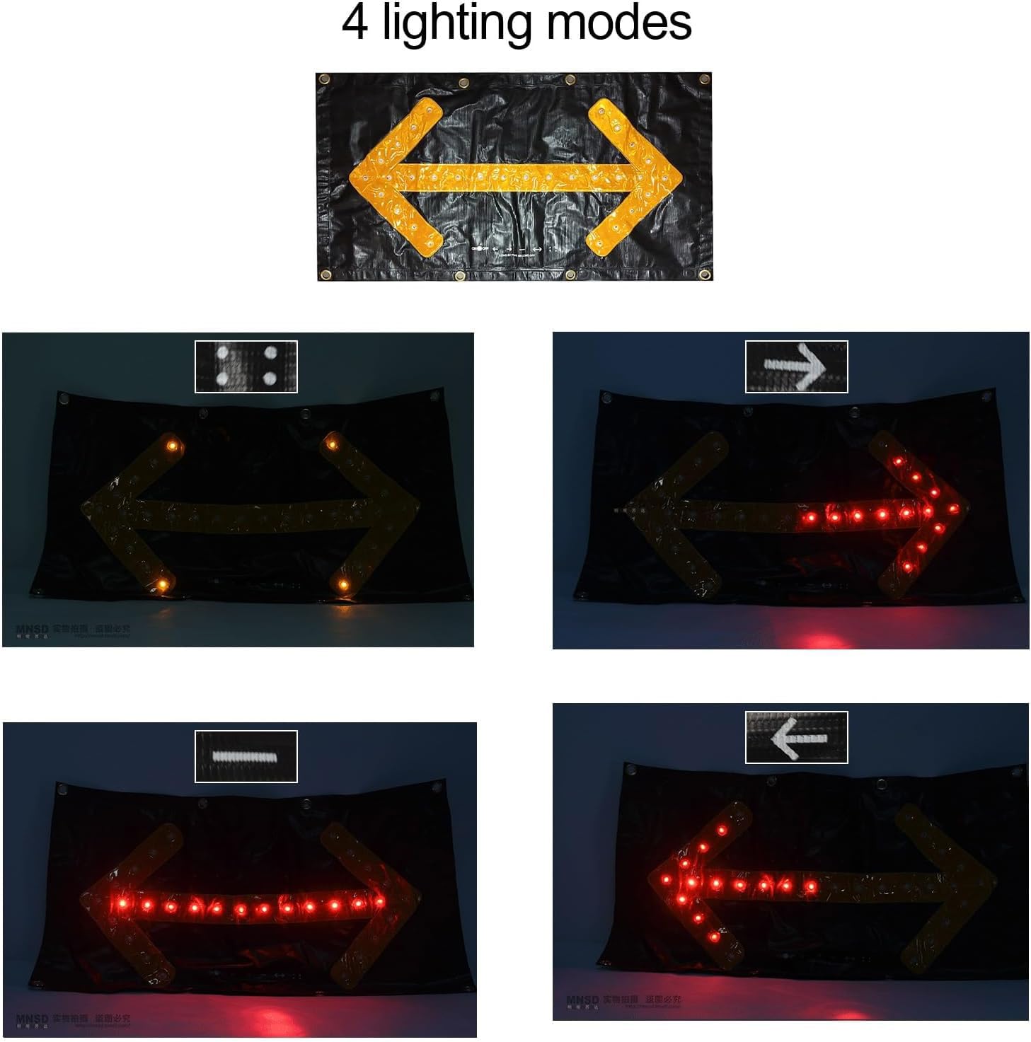 Luz de guía de tráfico magnética plegable de 18" x 33,5" - Señal de flecha de tráfico LED for mantenimiento de carreteras y señales de emergencia