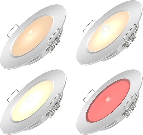 Luz de disco LED bicolor de 12 V, luz LED empotrada de montaje en caravana con interruptor integral para iluminación interior de techo bajo