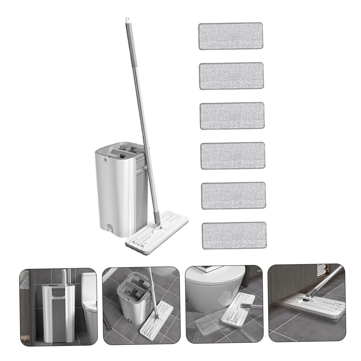 Mop senza Mani per Pavimenti in Microfibra Acciaio Inox