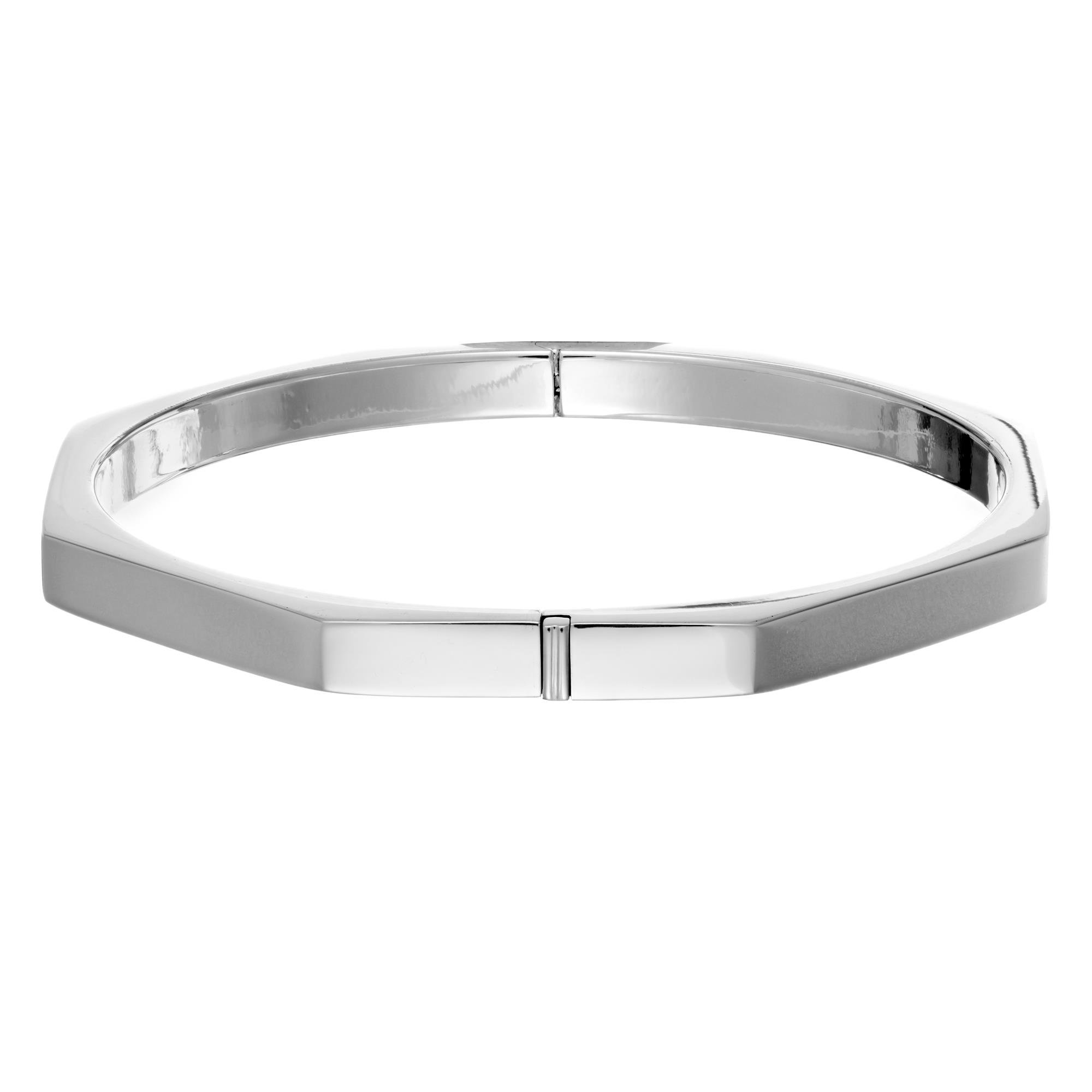 Silverly Bracciale in Argento Sterling 925 con Cerniera Ottagonale | Elegante Bracciale Geometrico in Argento Sterling per Donna | Bracciale Rigido in Tubo Quadrato Lucidato