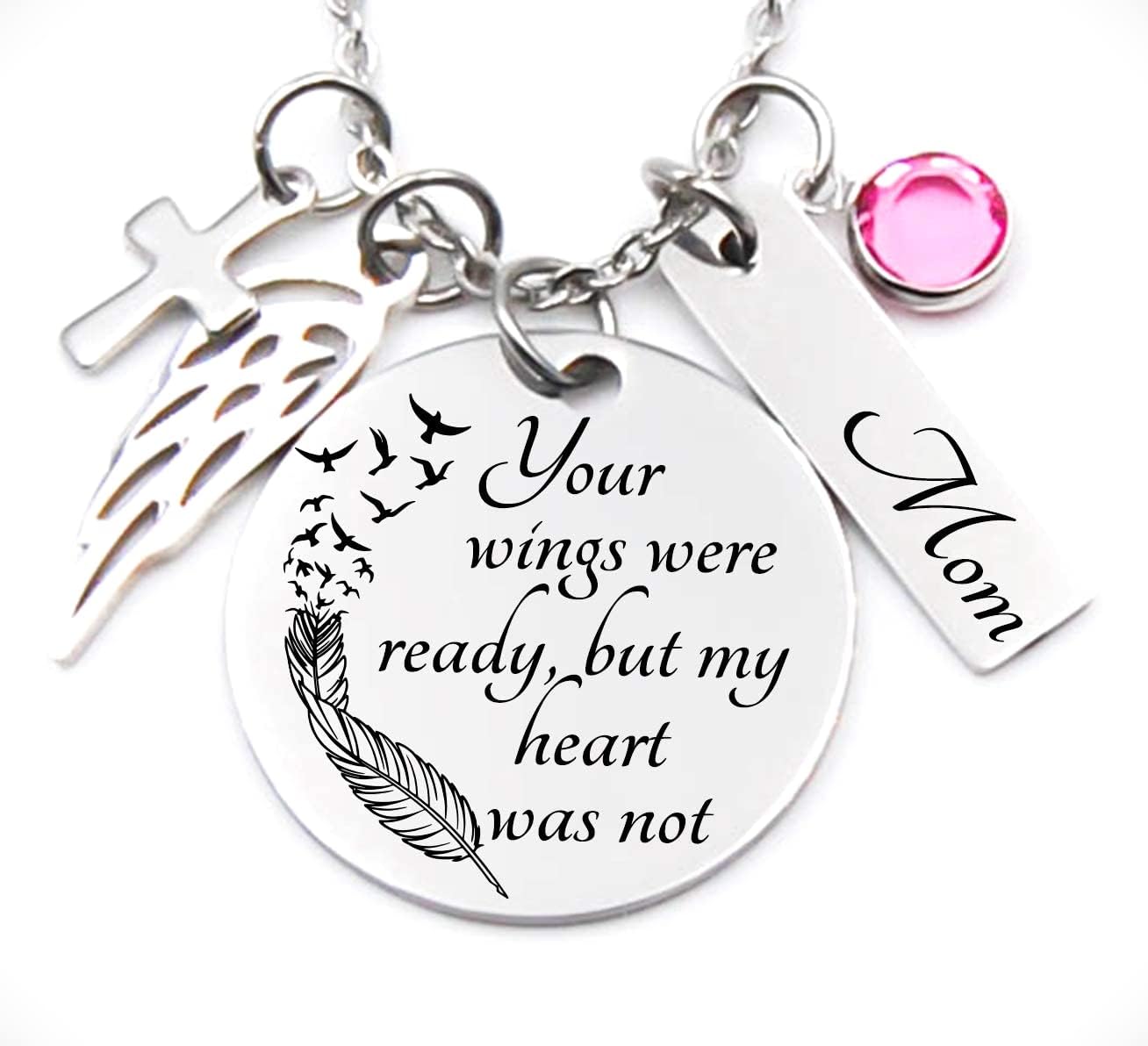 Memorial Jewelry, Stainless Steel Pendant, Necklace,Your Wings Were Ready, But My Heart Was Not, Child loss, Lose of Loved One