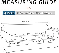 Vista 6 de molasofa Fundas de sofá con cojín en T con 3 fundas individuales en forma de cojín en T para decoración del hogar, 4 piezas elásticas, lavables, sin