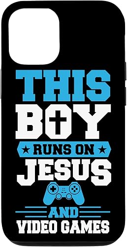Vista 28 de This Boy Runs On Jesus And Video Games Christian Gamer Case for iPhone 16