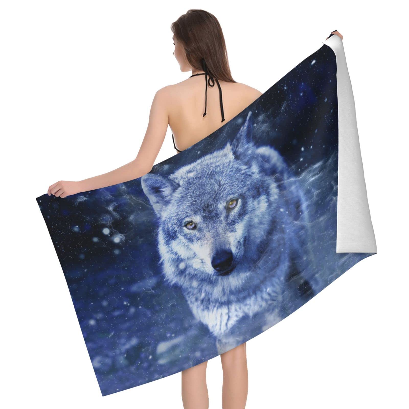 Lawenp Wolf Bath Towel Beach Towel Popular Durable Stylishffy Touch Highly Absorbent Quick Dry Polyester 32" X 52" Also As A Gift