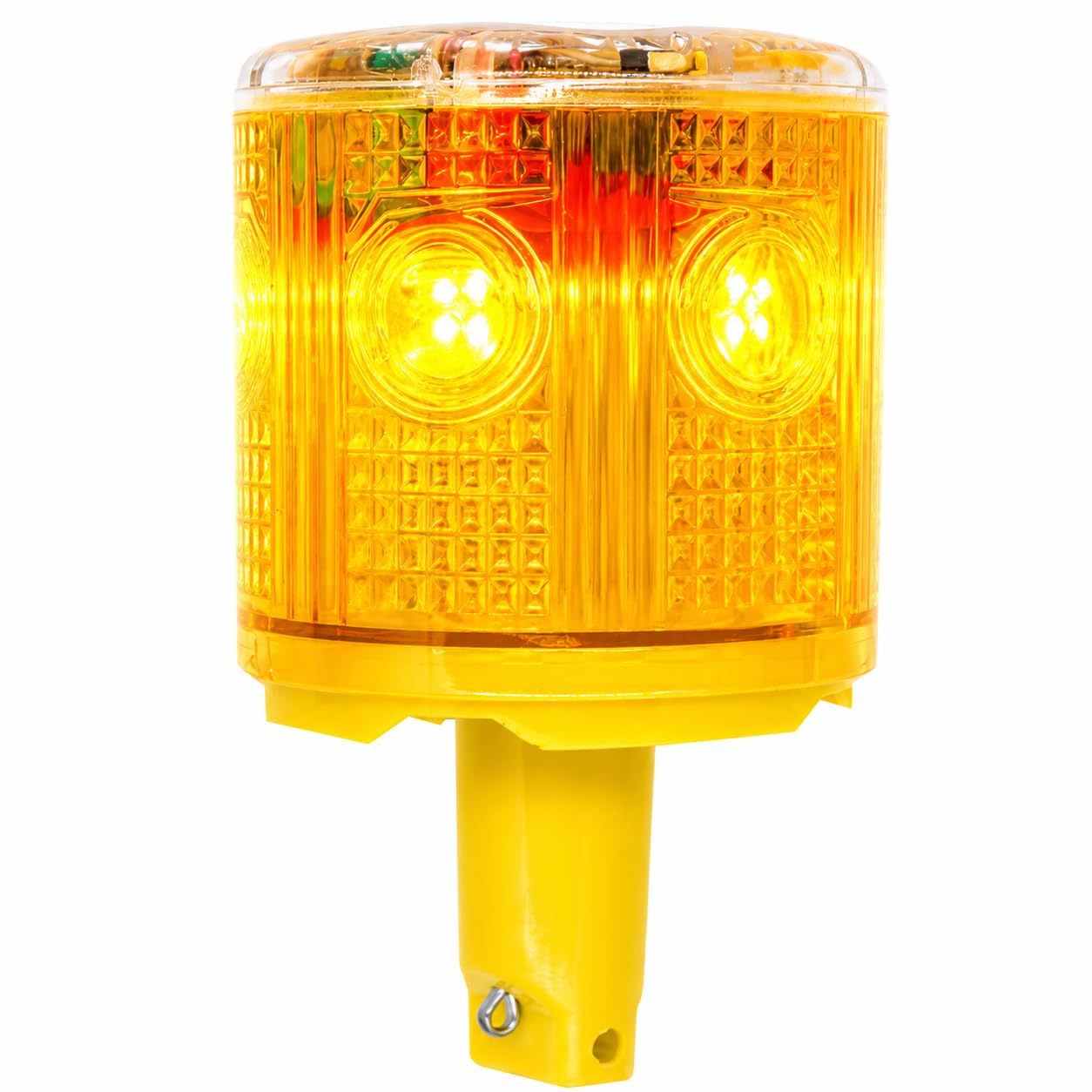 Solar Strobe Warning Light, 360° Flashing LED Safety Beacon, Solar Powered Auto On Off, Waterproof Traffic Barricade Light for Construction Dock Marine Driveway Factory Warning Signal (Yellow-Column)