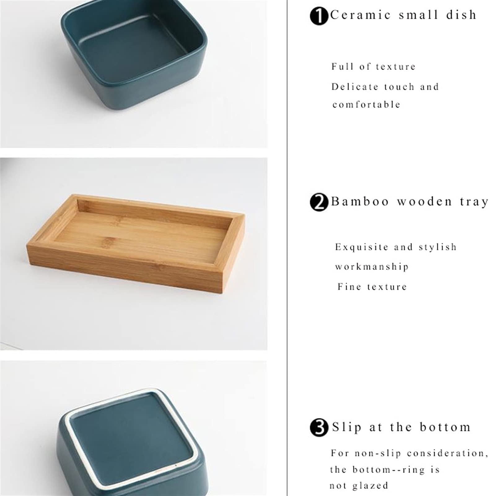 Keramik-Soßenschale, unterteilte Dip-Schalen mit Tablett, Gewürzschale für Snacks, Nüsse, Trockenfrüchte, Teller, Sushi, Essig