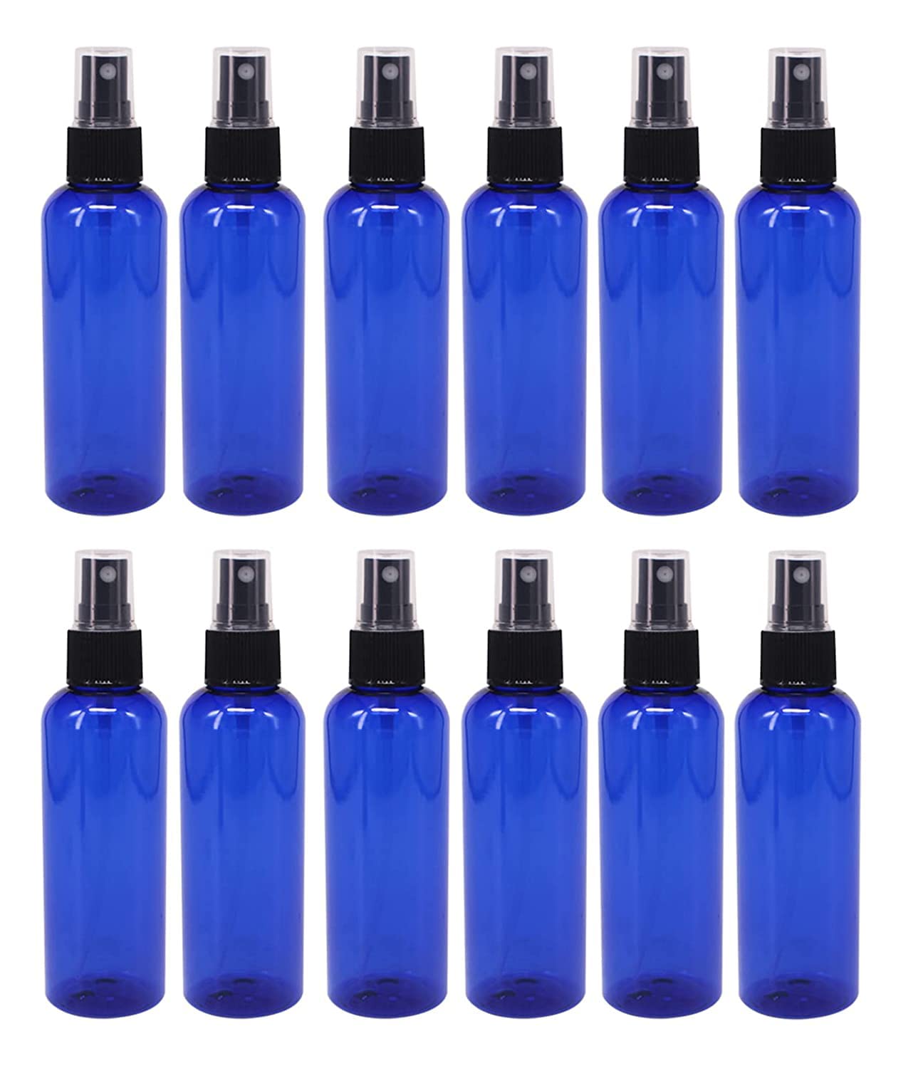 Hunky Dory 12pcs 100ml Empty Plastic Blue Refillable Fine Mist Black Spray Bottle for Saloon,Costemic, Hand Sanitizer, Toner, Perfume, Lotion, Oil, Travel use. (Pack of 12)-image-14