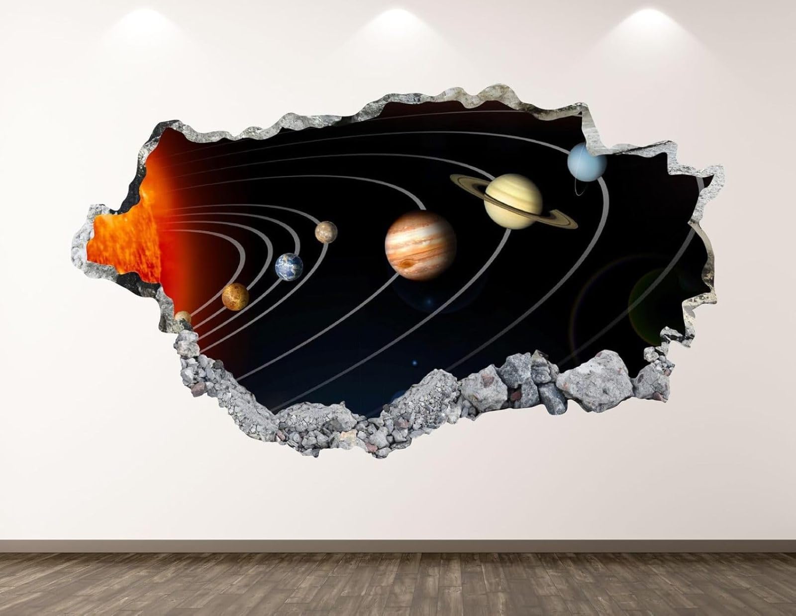 Wandtattoo 3D Durchbruch Kosmische Planeten Wandsticker Wanddekoration selbstklebend Abnehmbare Wandaufkleber Deko Schlafzimmer Wohnzimmer Kinderzimmer Kunst Wohnkultur Wandbilder 70x122cm