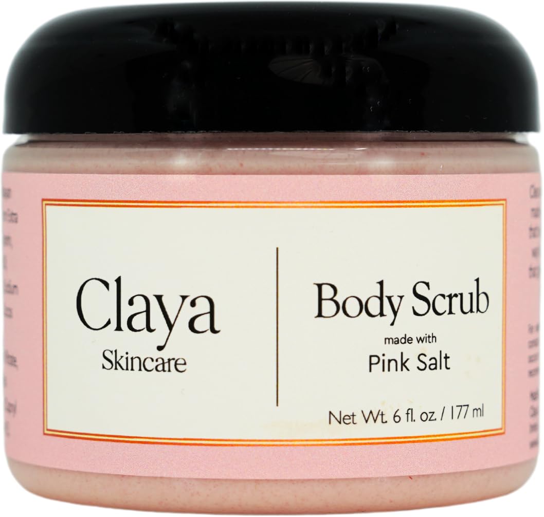 Pink Himalayan Salt Body Scrub – Exfoliating, Moisturizing with Organic Jojoba and Apricot Oils, Gentle, Easy-Rinse Formula
