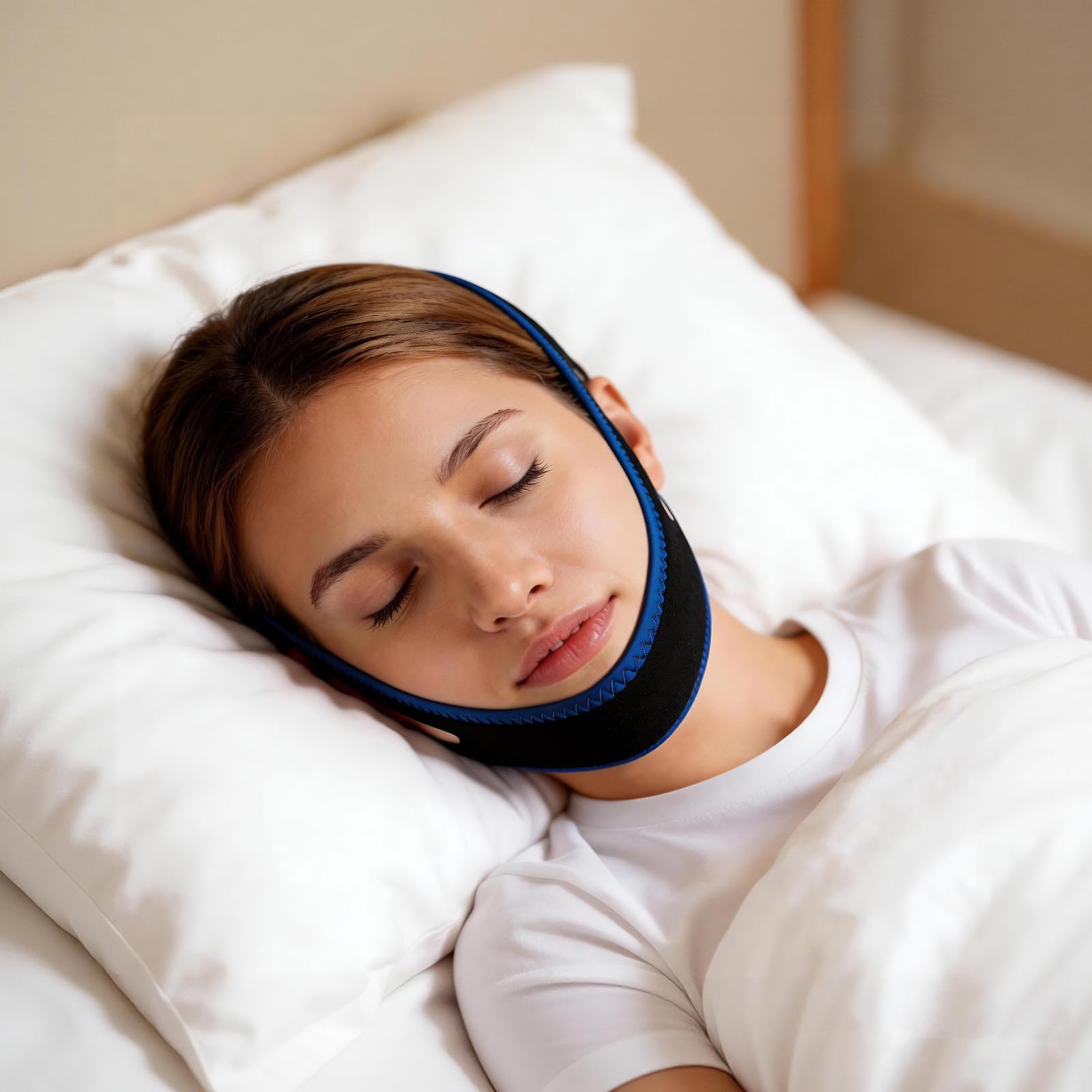 2 Stück Anti Schnarchen Kinnriemen,Kinnband Schlafapnoe,Schlafmittel Anti-Schnarchen,Geeignet für Menschen Unterschiedlichen Alters mit 1 Set Schnarchschiene