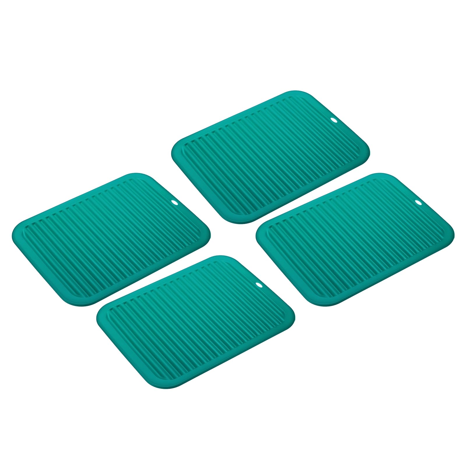 sourcing map 4pcs Silicone Trivet Mats Square Silicone Pot Holders for Hot Pots and Pans, Non-Slip Heat Resistant Hot Pads for Kitchen Table Countertops Hot Dishes, Dark Blue