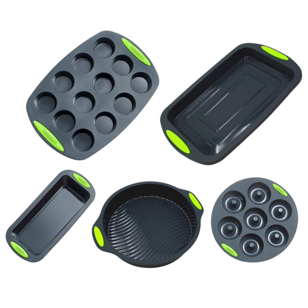 Moldes de Silicona Utensilios Prácticos y Fáciles de Limpiar para Hornear Pasteles Reutilizables Set de 5 para Cocina y Repostería en Familia