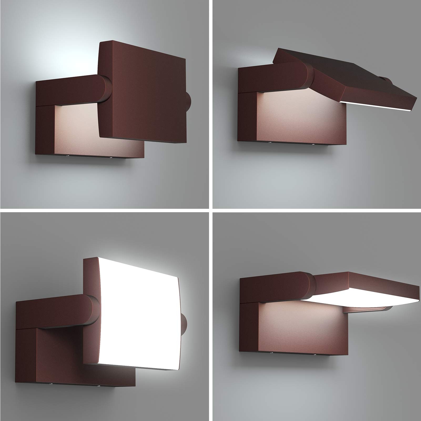 Klighten LED Lampade da Parete Esterno Interno 24W IP65, Lampada Muro Regolabile Applique da Parete Moderno in Alluminio per Ingresso Balconi Giardini, Bronzo, Bianco Freddo 5700K-6000K