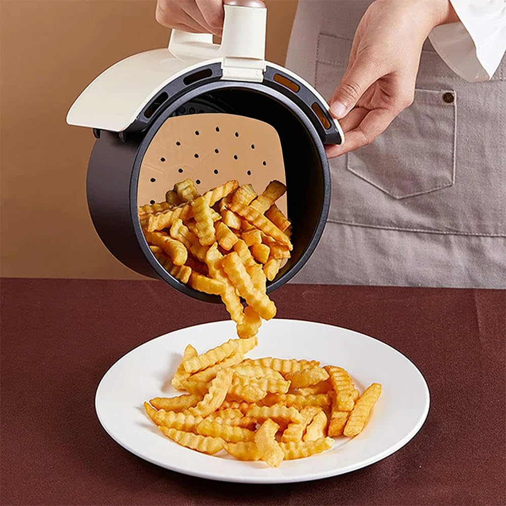 NYSDM 100 szt. wkładek do parownika Air Fryer Perforowane papiery do pieczenia Mata do gotowania na parze nieprzywierająca Papier pochłaniający olej