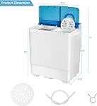 Giantex 10021US-BL-FP laveuse entièrement automatique Portable Compact, Blanc+Blue