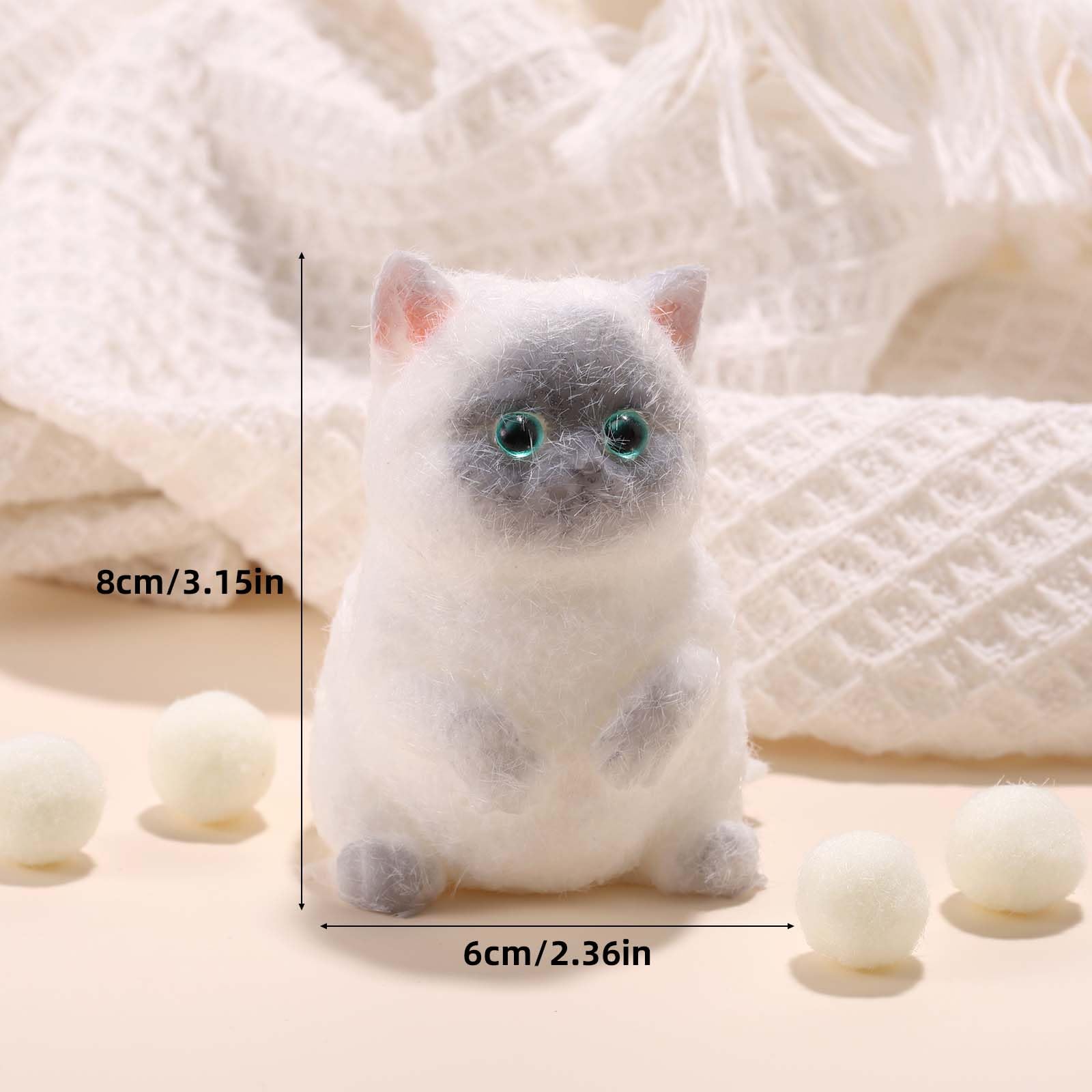 Cat Squeeze Toy, 3.15x2.36 Inch Soft Kitten Fidget Toys Cute Squishy Stress Party Favors Funny Fufu Toys for Relaxing Office Home Desk Accessories (White, Gray) - Image 2
