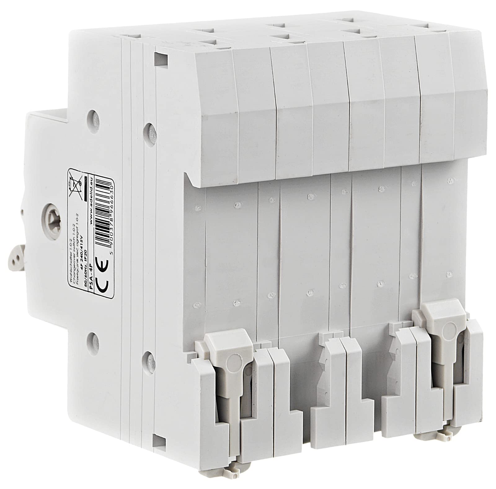 Wahlschalter-Umschalter 1-0-2 32A 4-polig | Reiheneinbau TH35-Hutschiene | 240/415V, 50/60 Hz, IP20 | Kabelquerschnitt 1-16 mm² | Mechanische Lebensdauer 8500 Zyklen