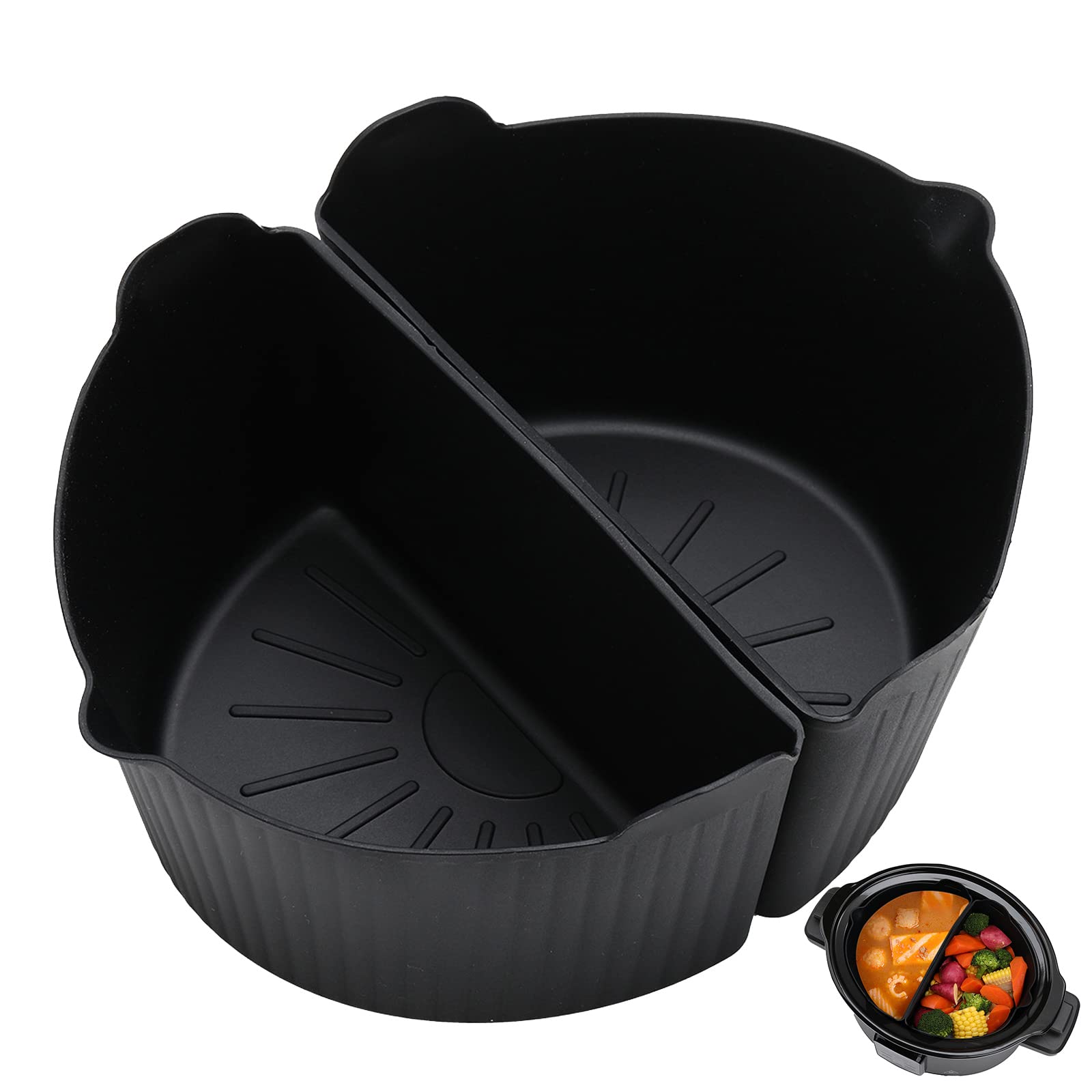 Darbermu Slow Cooker Liner, 2pcs Silicone Slow Cooker Divider Liners for Crockpot 6-7QT
