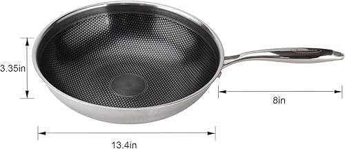 Miniatura 2 de RisenutX Wok híbrido antiadherente, sartenes antiadherentes de 13 pulgadas, woks de acero inoxidable, utensilios de cocina sin PFOA, apto para