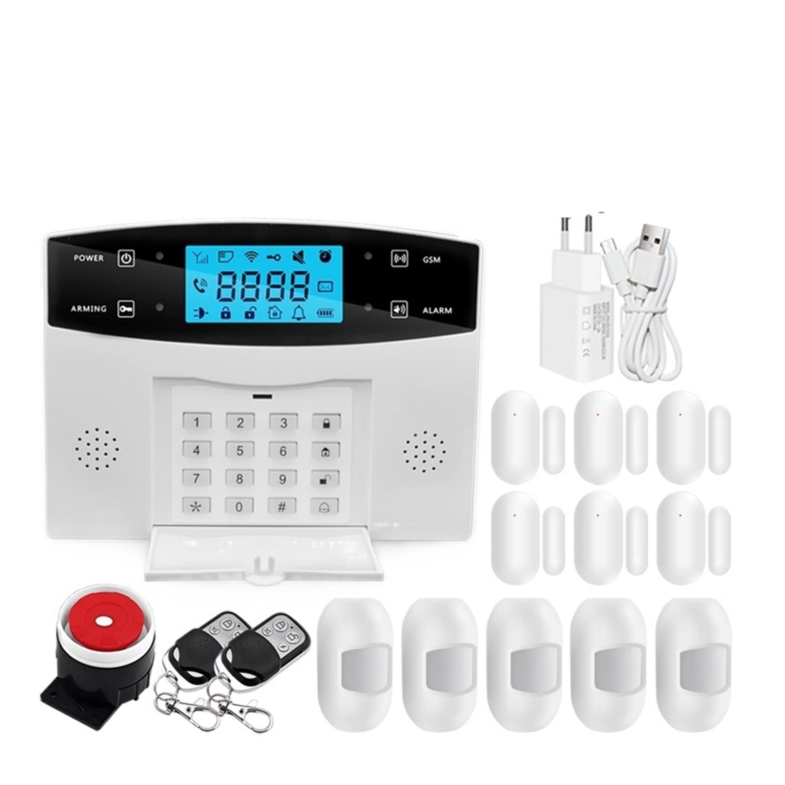 Kit Allarme Casa, Wi-Fi GSM. Home Burglar Security System System Intercom 433MHz Sensore wireless Allarme sensore Telecomando Auto Dial Siren Sensor Kit(Option D)