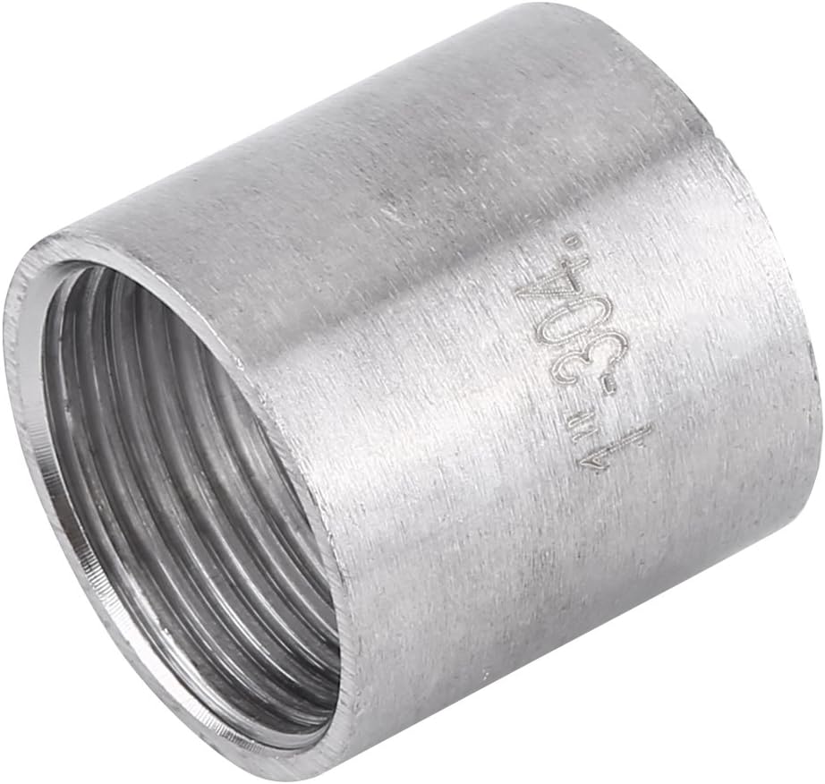 Stainless Steel 304 Threaded Socket Fitting - 1 Inch BSP Female to Female Straight Coupling Connector for Air Water and Fuel Systems - Internal Thread Pipe Joiner (1")