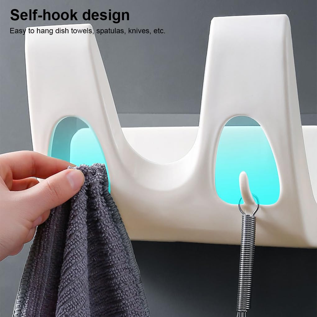 Juego de 10 soportes para tapas de ollas, autoadhesivos, para colgar en la pared, espátulas para colgar en el hogar, herramienta de cocina, estante sin perforaciones, color blanco