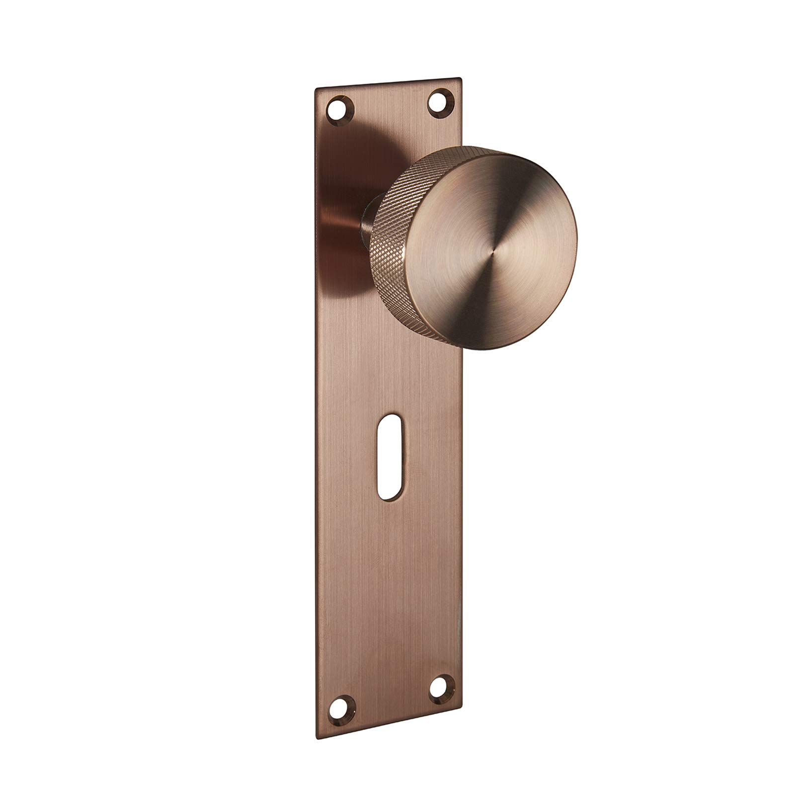 Access Hardware Copper Knurled Door Knobs On Finish Lock Backplate