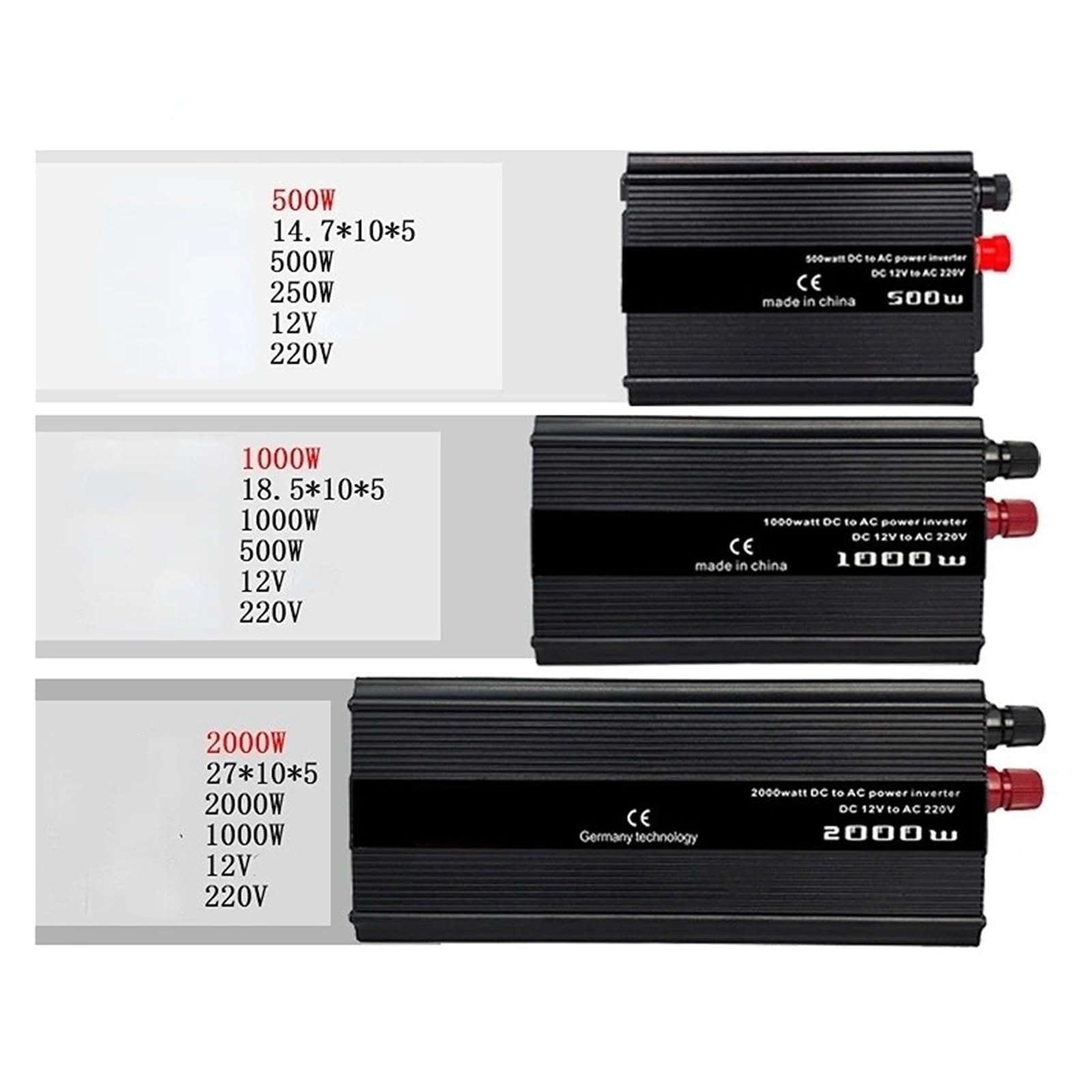 Convertidor 500W 1000W 2000W Inversor Onda Sinusoidal Modificada 12v 220v Convertidor De Energía Coche Transformador Voltaje Inversor Solar Enchufe Universal Coche Inversor(1000W)